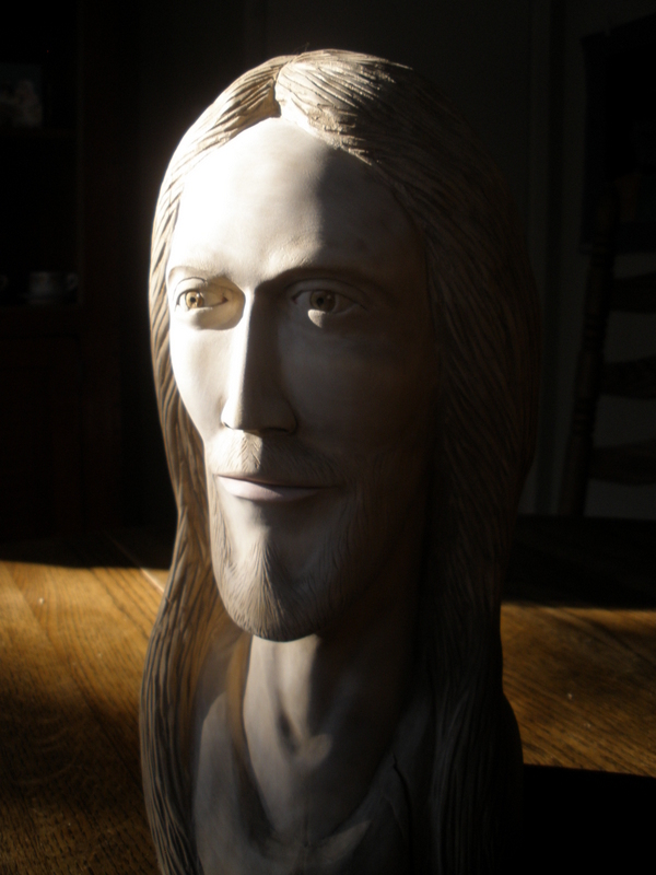 Jesus bust wood carving
